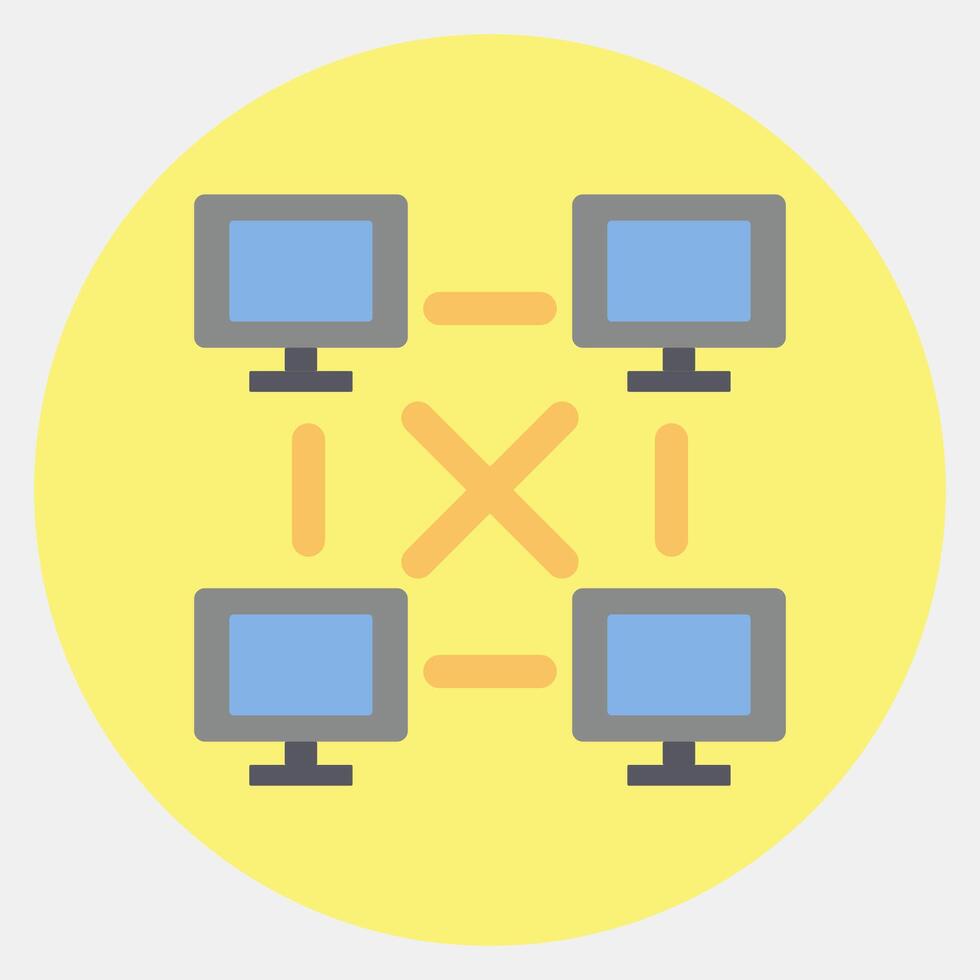 Icon peer to peer. Crypto currency elements. Icon in color mate style. vector