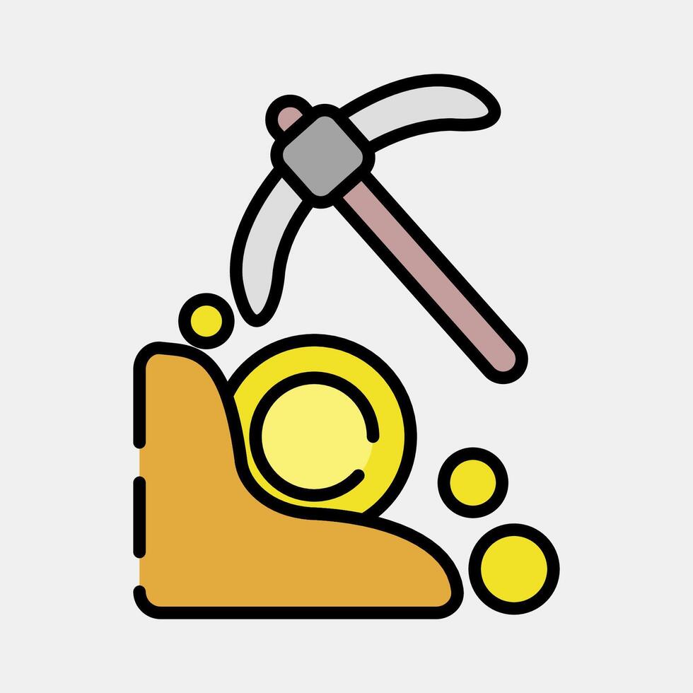 Icon mining. Crypto currency elements. Icon in filled line style. vector