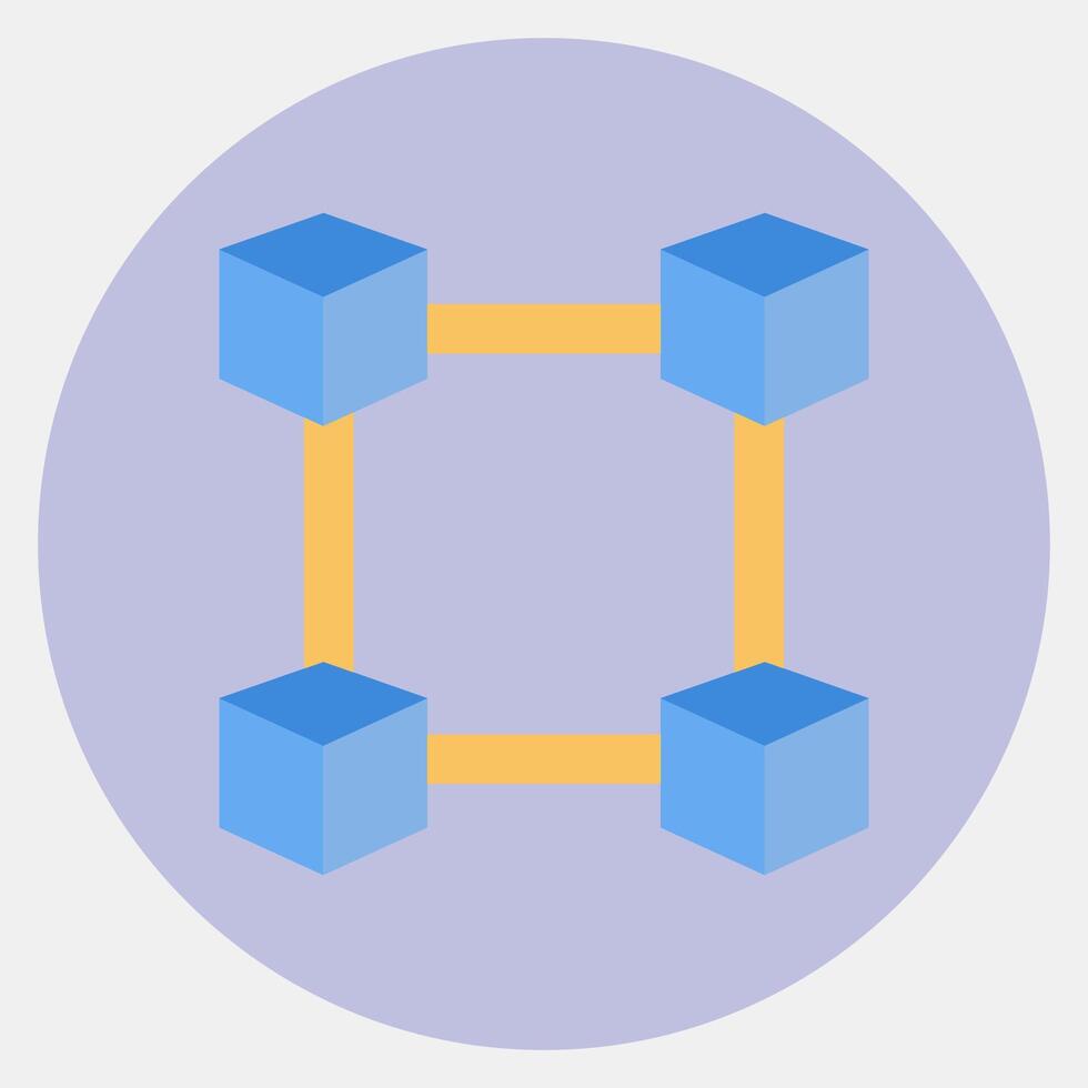 Icon block chain. Crypto currency elements. Icon in color mate style. vector