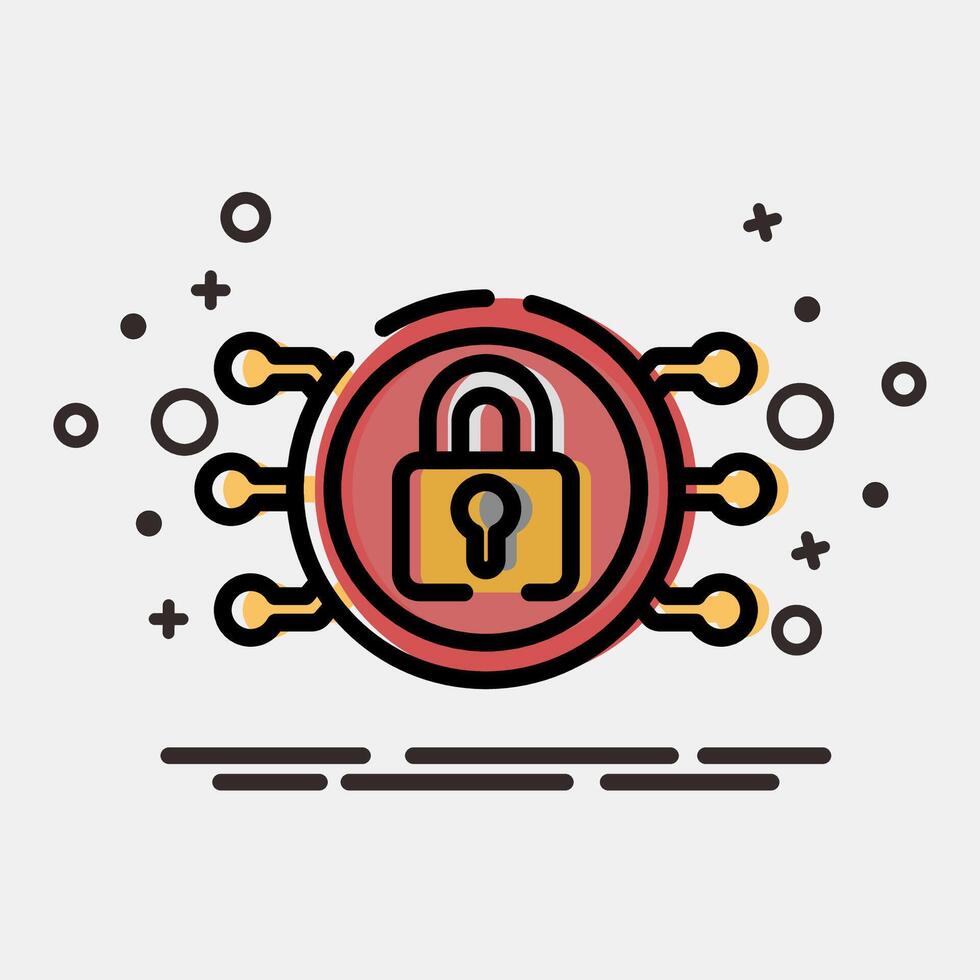 Icon encryption. Crypto currency elements. Icon in MBE style. vector