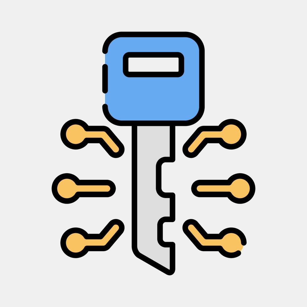 Icon digital key. Crypto currency elements. Icon in filled line style. vector