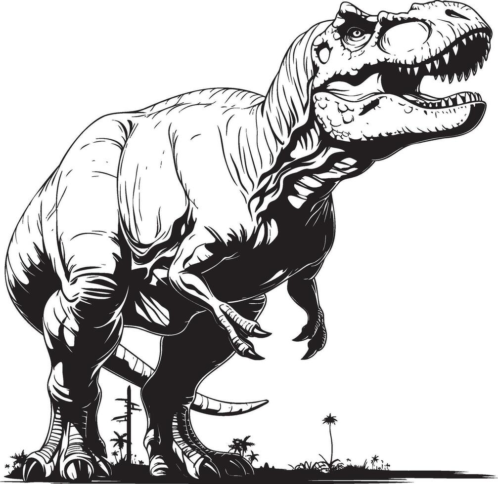 Tyrannosaurus rex in bold black and white illustration vector
