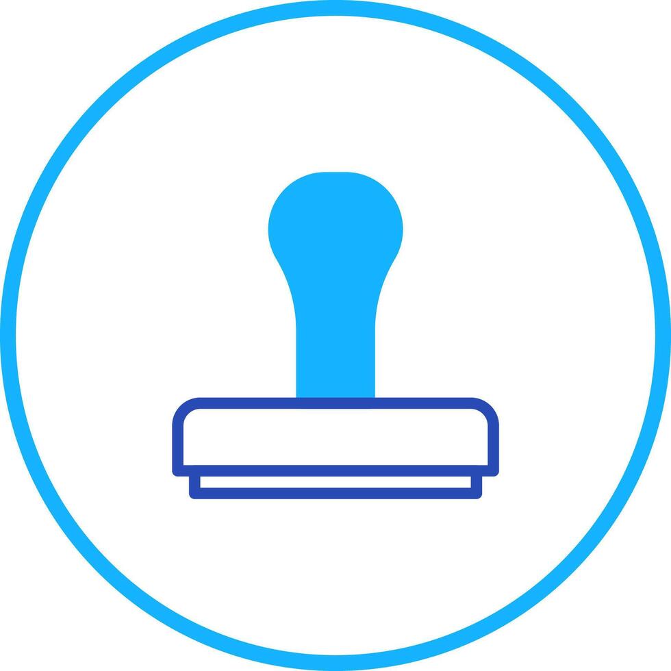 Simple blue stamp illustration on white background, symbol of approval or validation vector