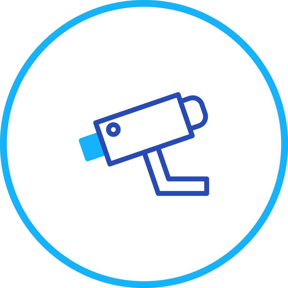 Surveillance Camera Icon in Blue, Security System Illustration Inside Circle vector