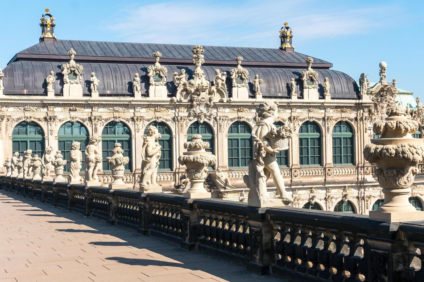 Dresden, Germany-august 16, 2022-view of the vast Zwinger complex, one of the most important baroque monuments in the city, during a sunny day- photo