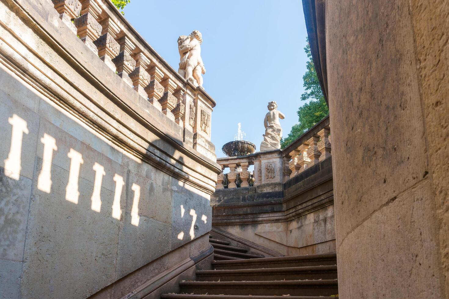 Dresden, Germany-august 16, 2022-view of the vast Zwinger complex, one of the most important baroque monuments in the city,during a sunny day photo