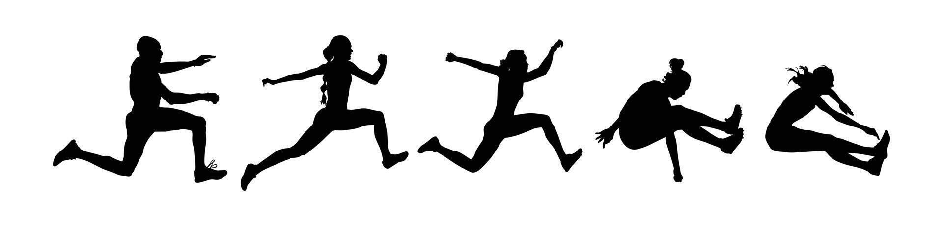 Triple Jumping, Long Jump Silhouette, Step Jump, Illustration, Isolated vector