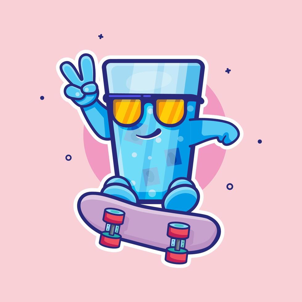 cool ice water drink character mascot playing skateboard isolated cartoon vector