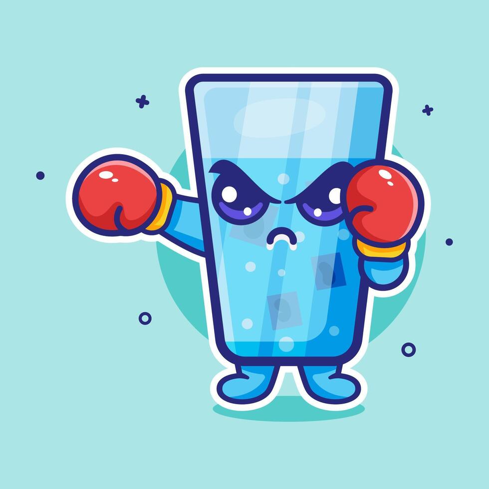 angry ice water drink character mascot playing boxing sport isolated cartoon vector