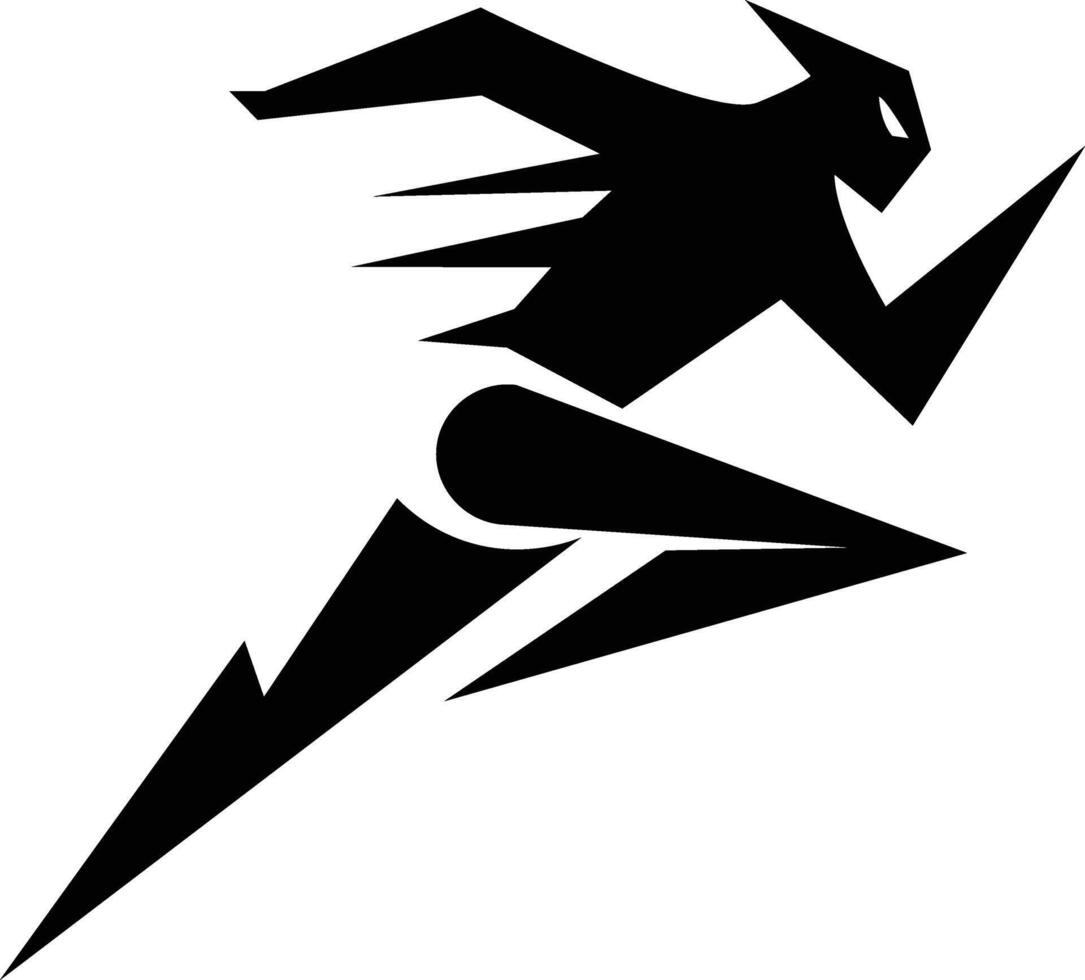 Black Ninja Running Silhouette vector