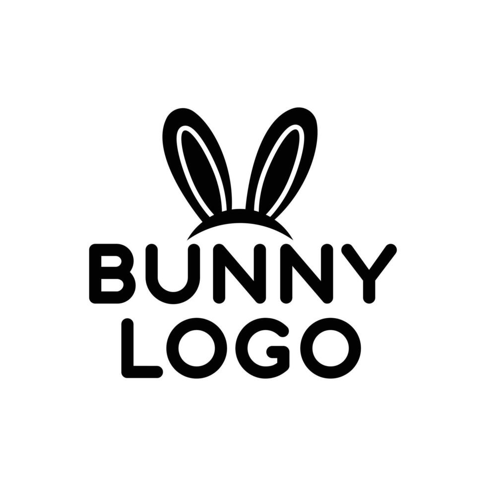 Cute bunny head symbol logo, Logo on white background. Design element vector
