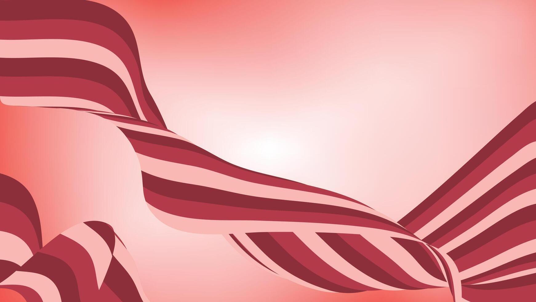 Bold red curved stripes wave background with elegant abstract flow on gradient backdrop vector