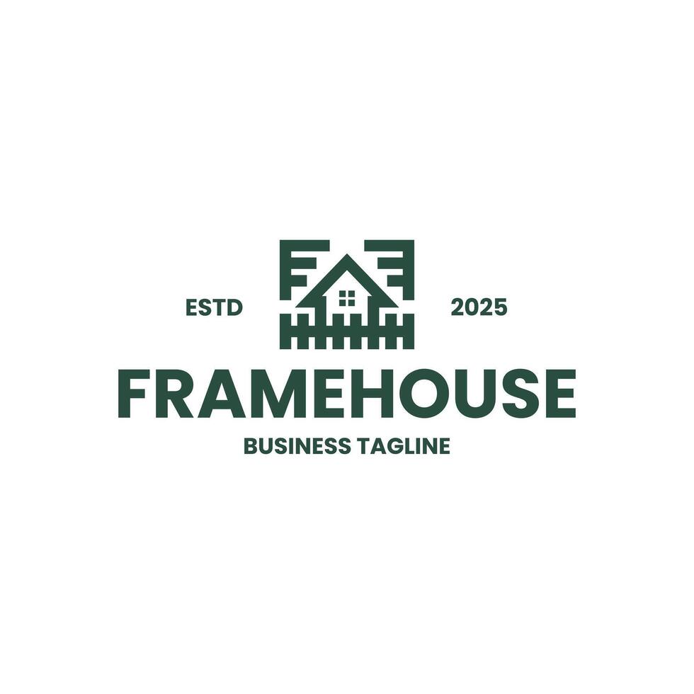 frame forest house logo design vector
