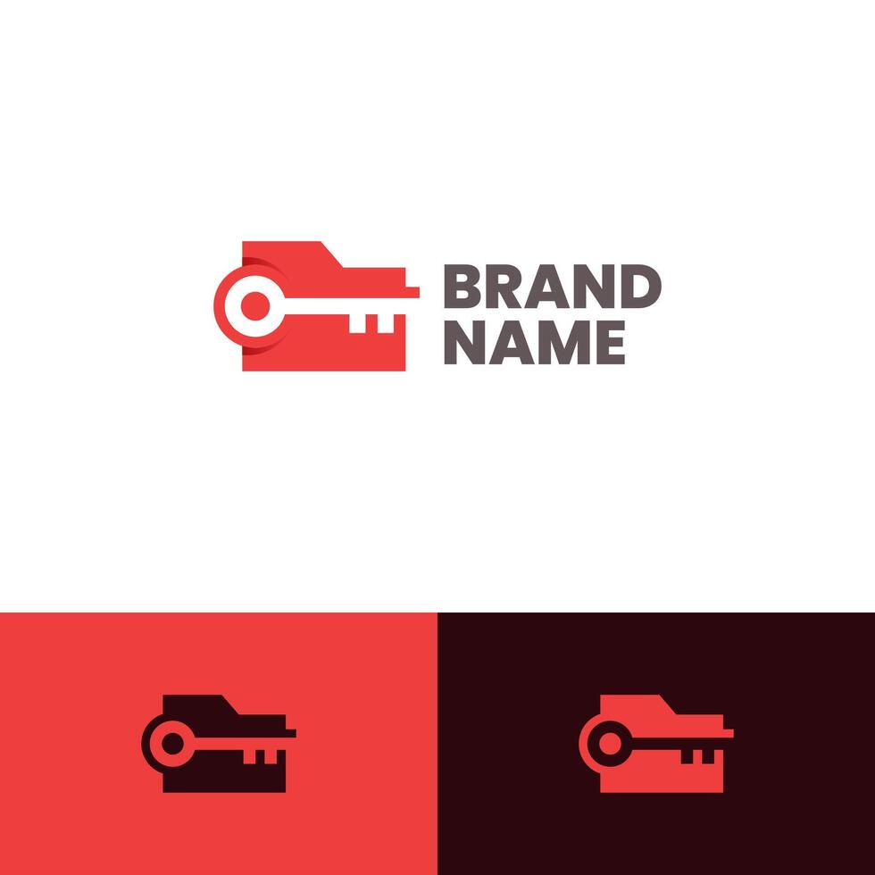 key folder secure logo design vector