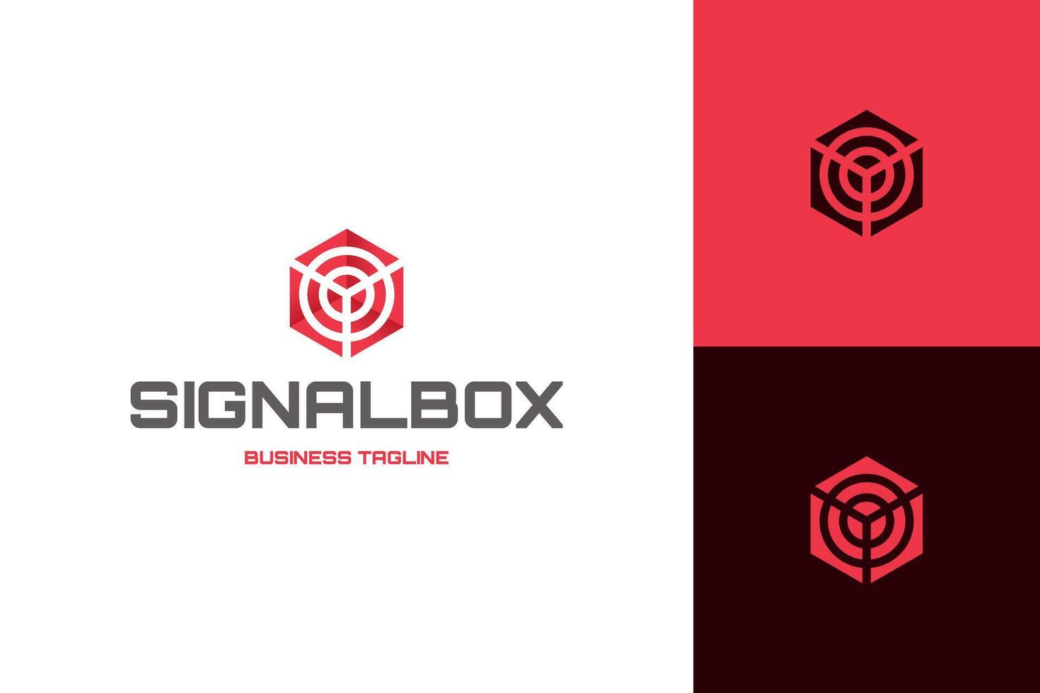 signal box hexagon logo design vector