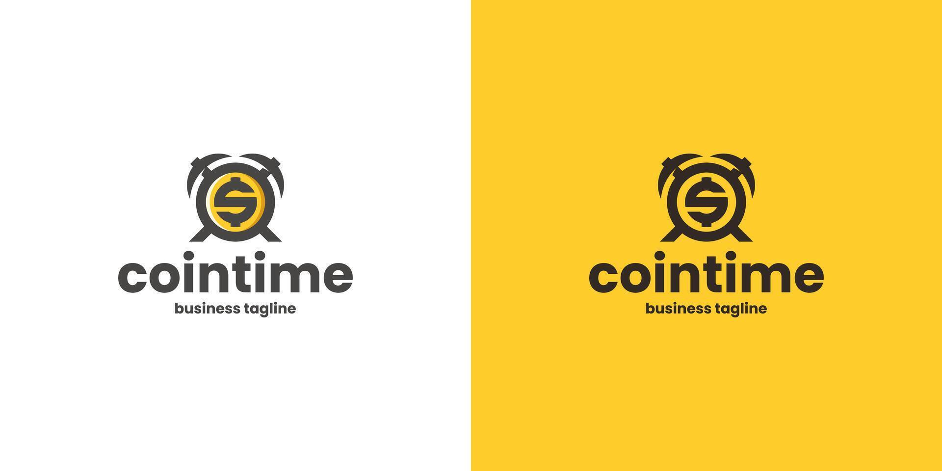 crypto mining time logo design vector