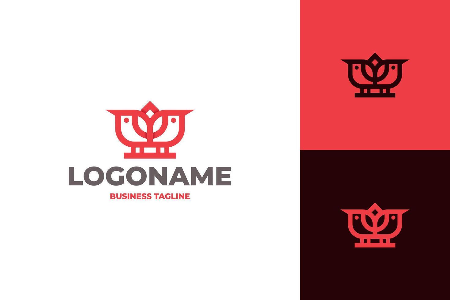 beauty tulip bird logo design vector