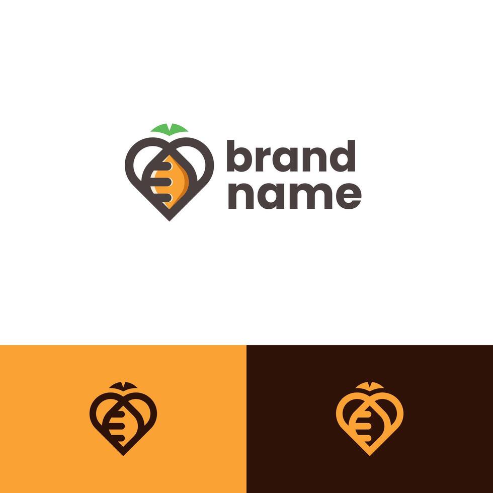 carrot love logo design vector