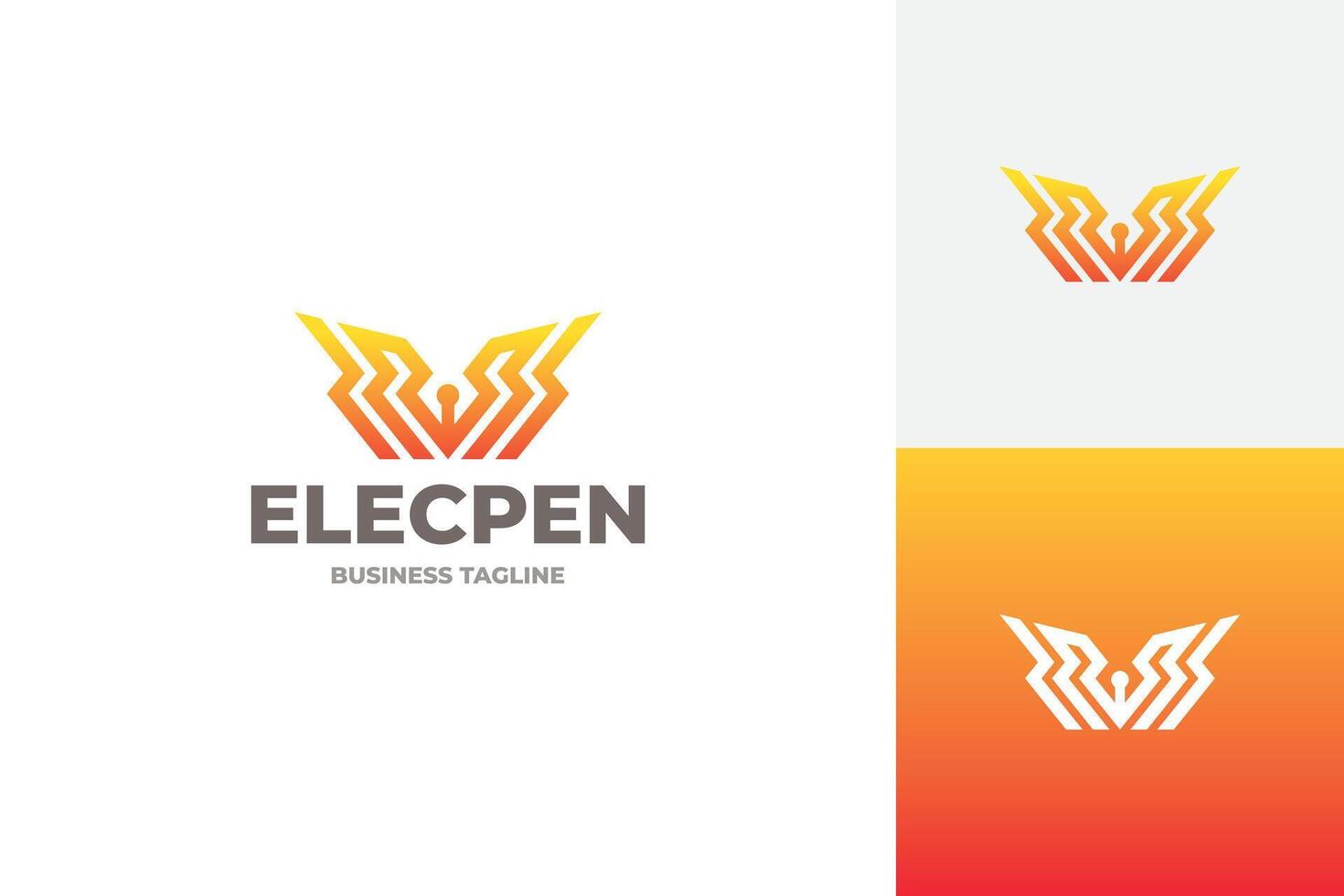 thunder pen logo design vector