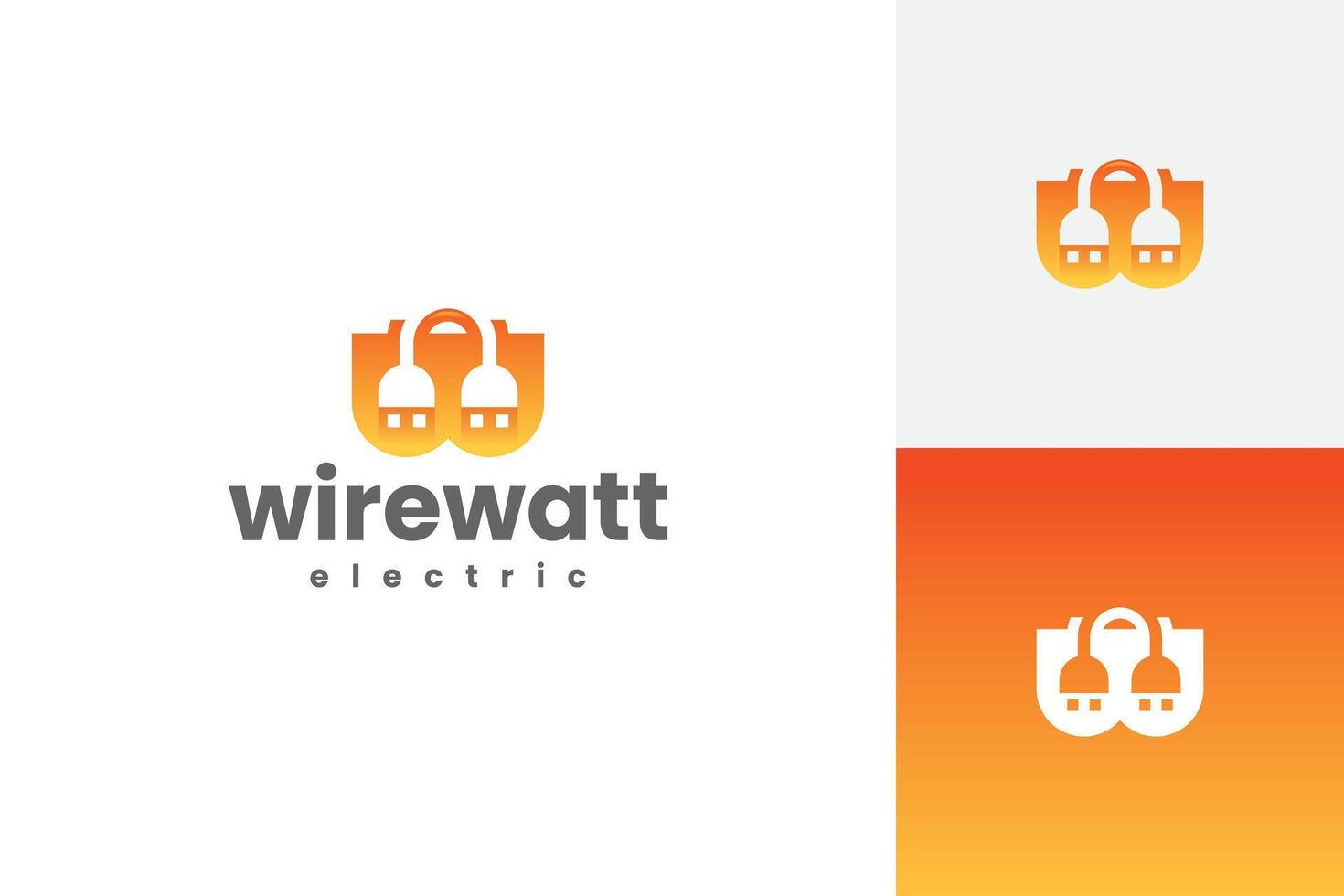 wired plug w letter logo design vector