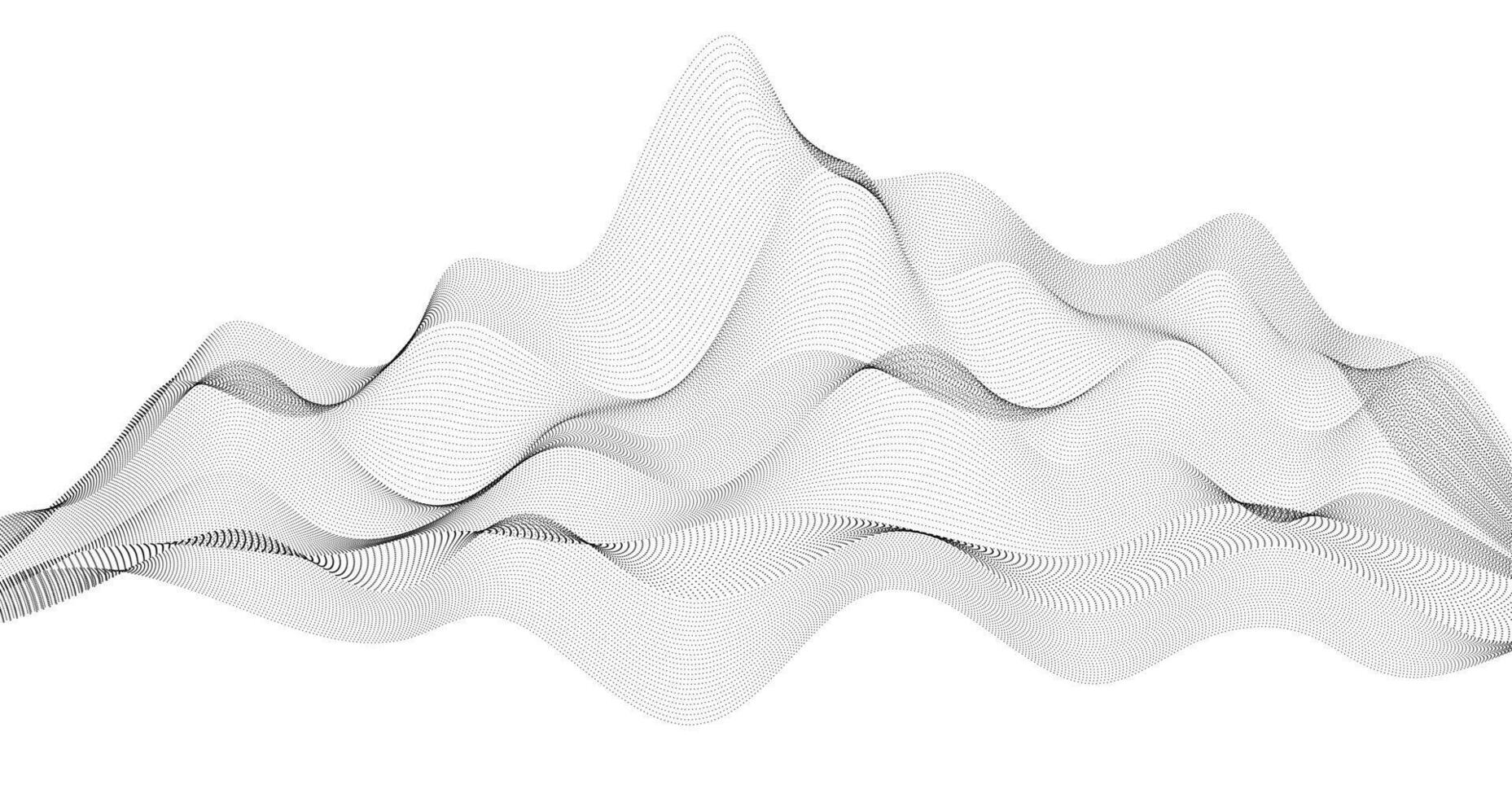 Abstract landscape particle on empty space grid network illustration. vector