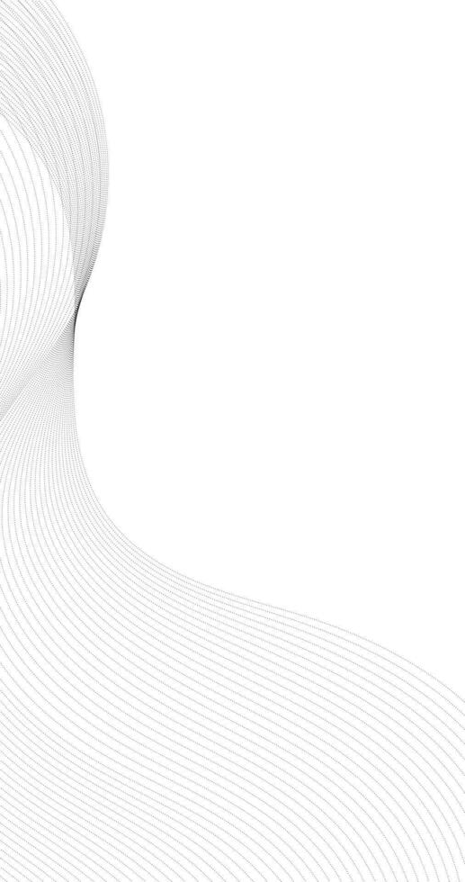 Abstract background black waves lines of particle dots on a vertical white background illustration vector