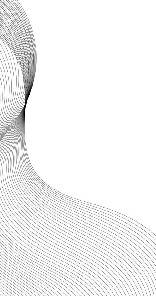 Abstract black wave line on white vertical background illustration Template vector
