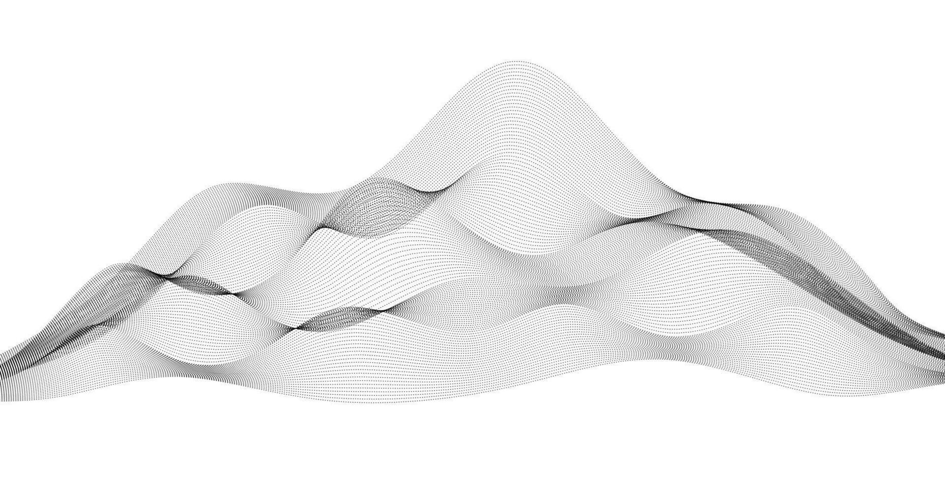 Horizon Waves of Particles Abstract landscape on a white background grid illustration Geography Design vector