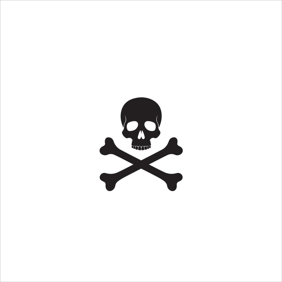 A hazard symbols Icon Skull and Crossbones, silhouette style, White background vector