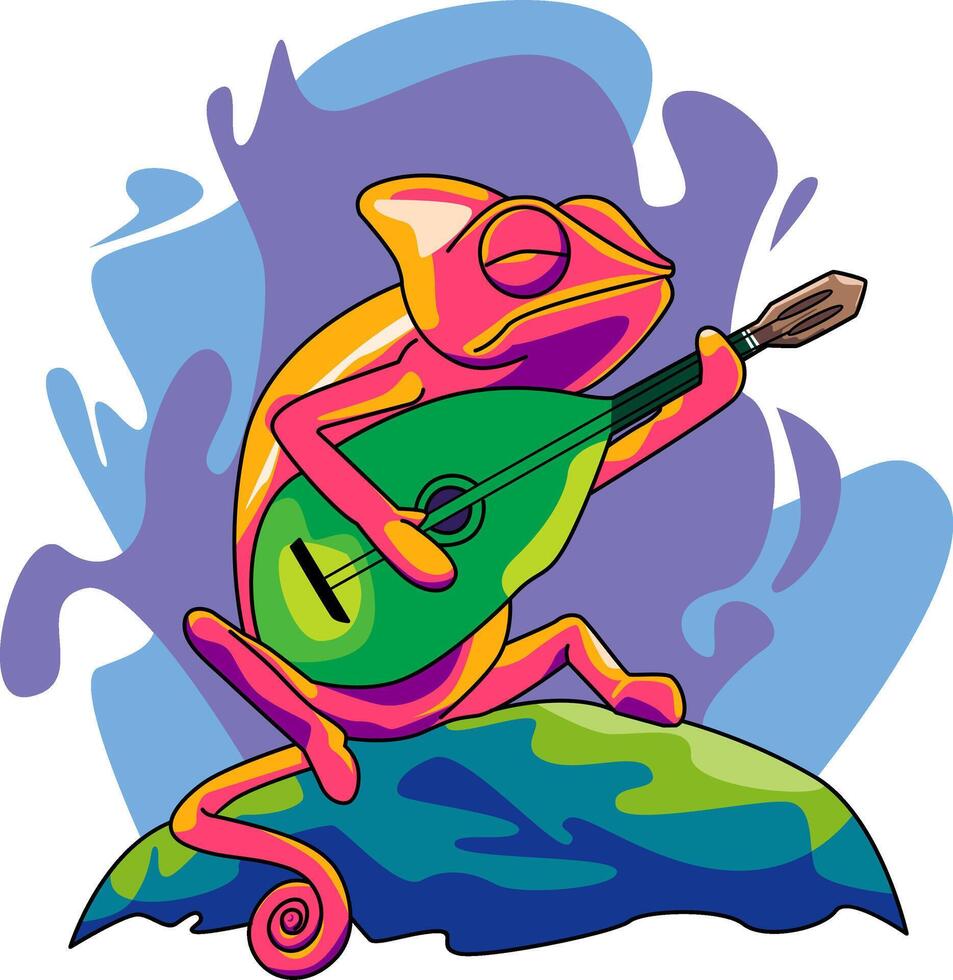 chameleon pop art vector