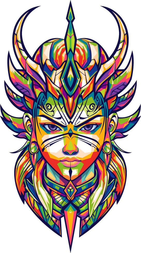 apache girl in wpap art vector