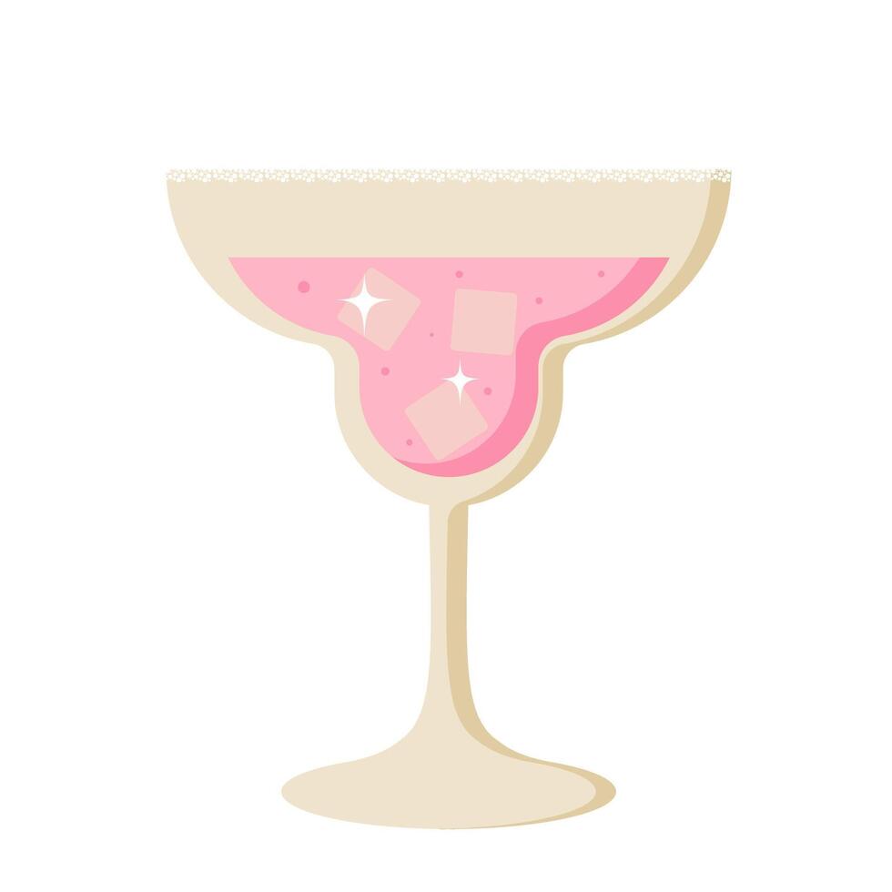 Retro summer cocktail in glass with ice. Flat illustration isolated on white background vector