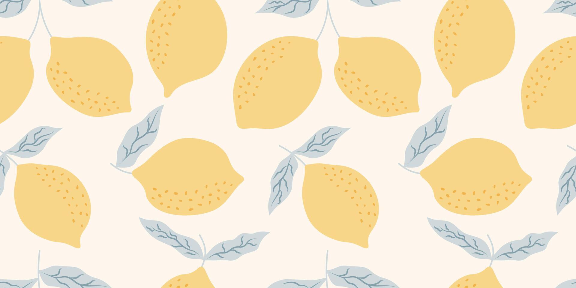 Seamless pattern with lemons. Italian summer vacation. Flat print, background with citrus fruits. trendy design for fabric, wrapping paper vector
