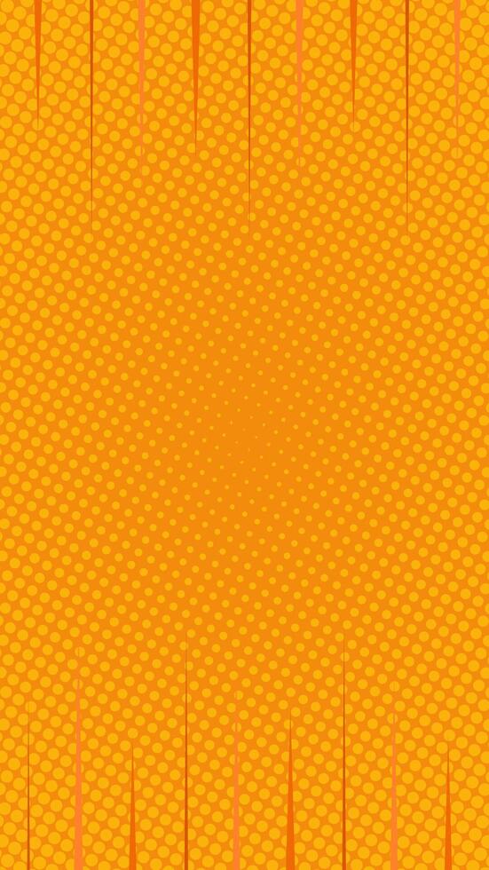 Orange halftone abstract comic vertical background with fast lines on top and bottom. illustration. Suitable for comics, presentations, posters, etc. vector