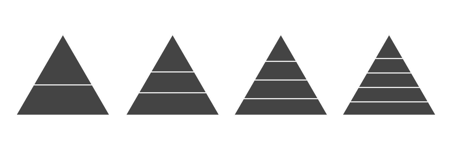 Black triangle shapes pie chart. Inforgaphic Pyramids Template for diagram and presentation. illustration vector