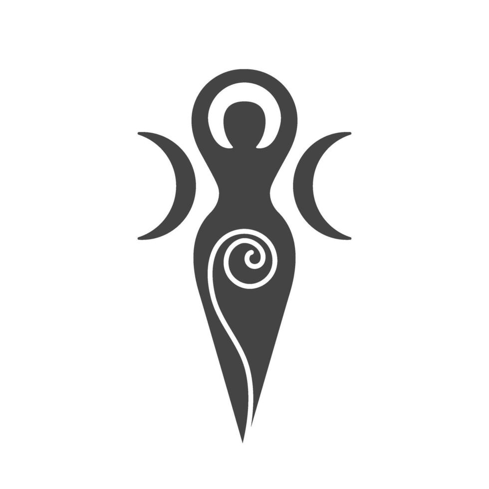 Triple Moon Goddess Symbol with Spiral and Crescent Moons vector