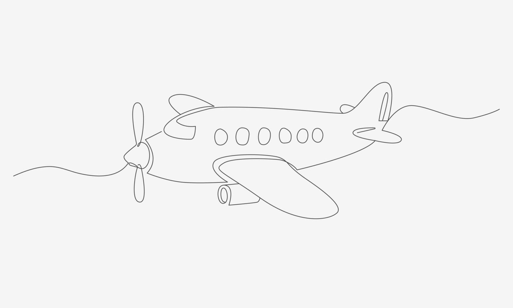 Airplane drawn with one unbroken line, capturing movement and simplicity vector