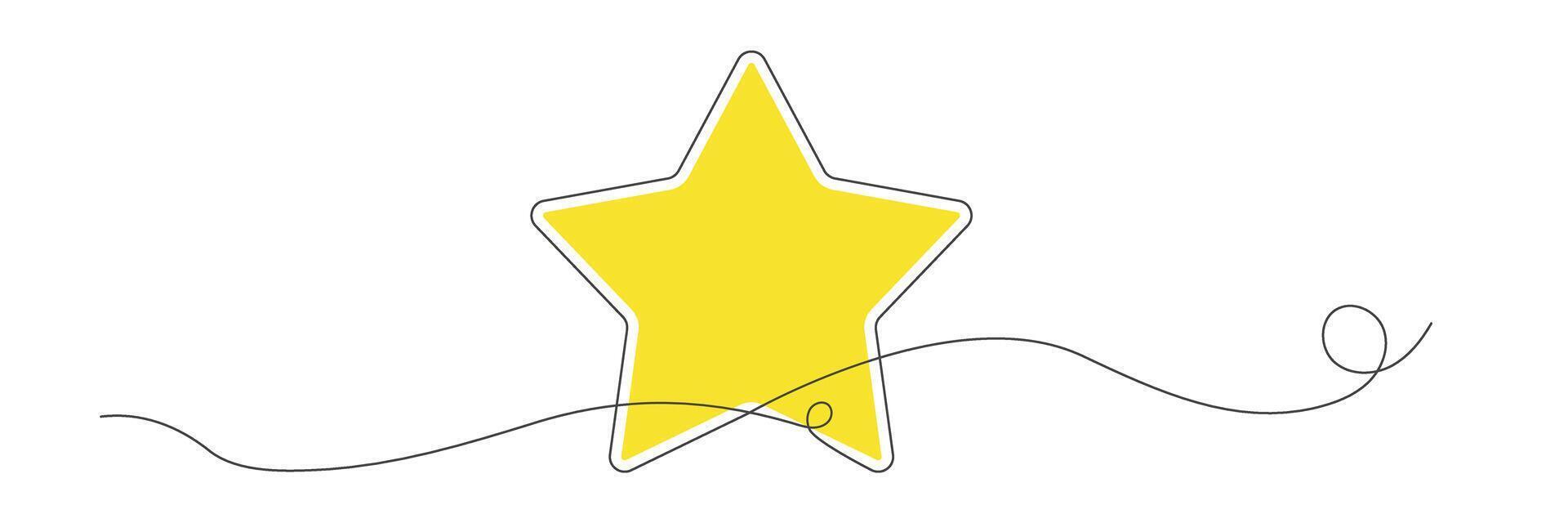Yellow Star with Continuous Line Drawing vector