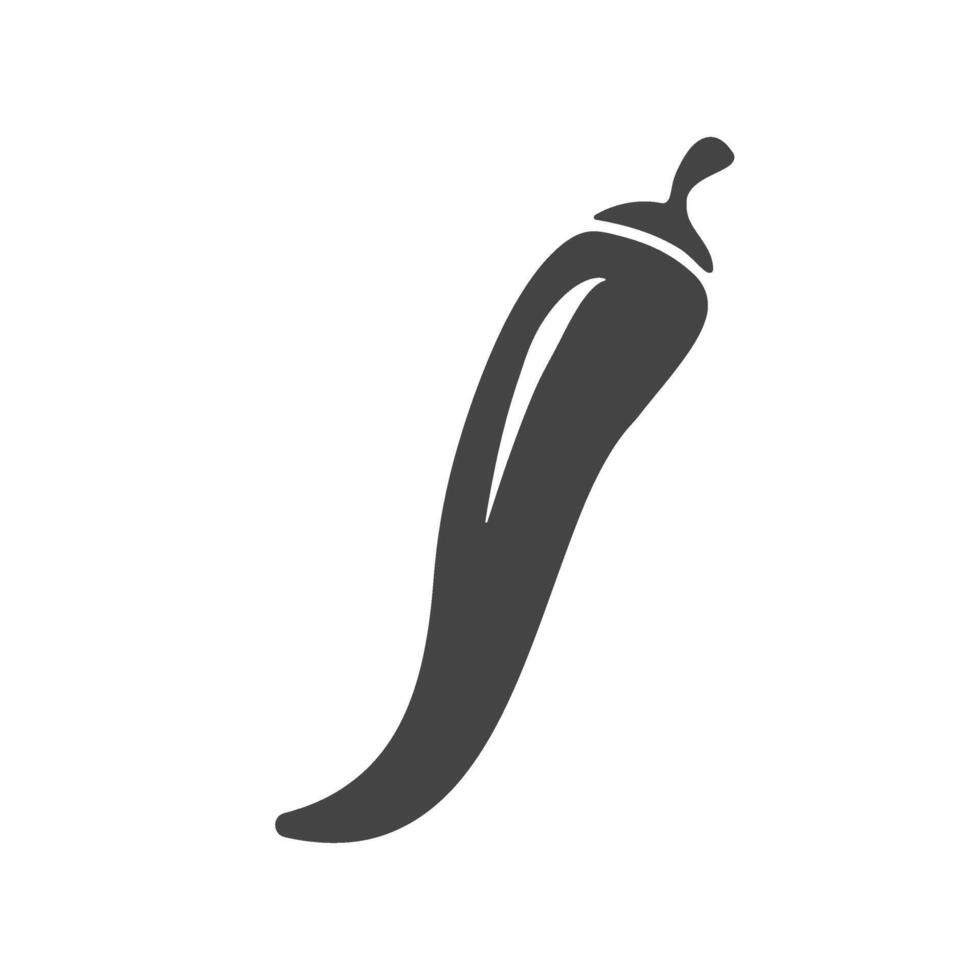 A chili pepper. Black silhouette of a spicy hot pepper icon vector