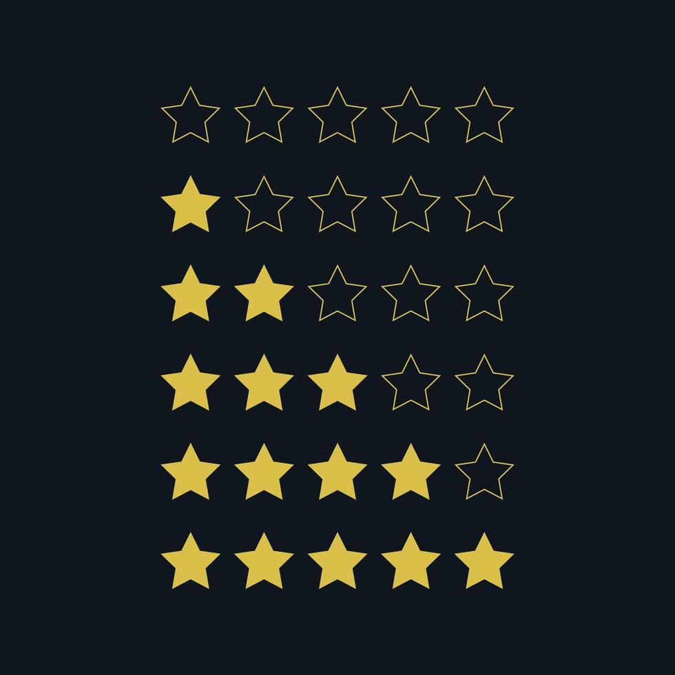 Star Rating Progression Chart in Gold on Dark Background vector