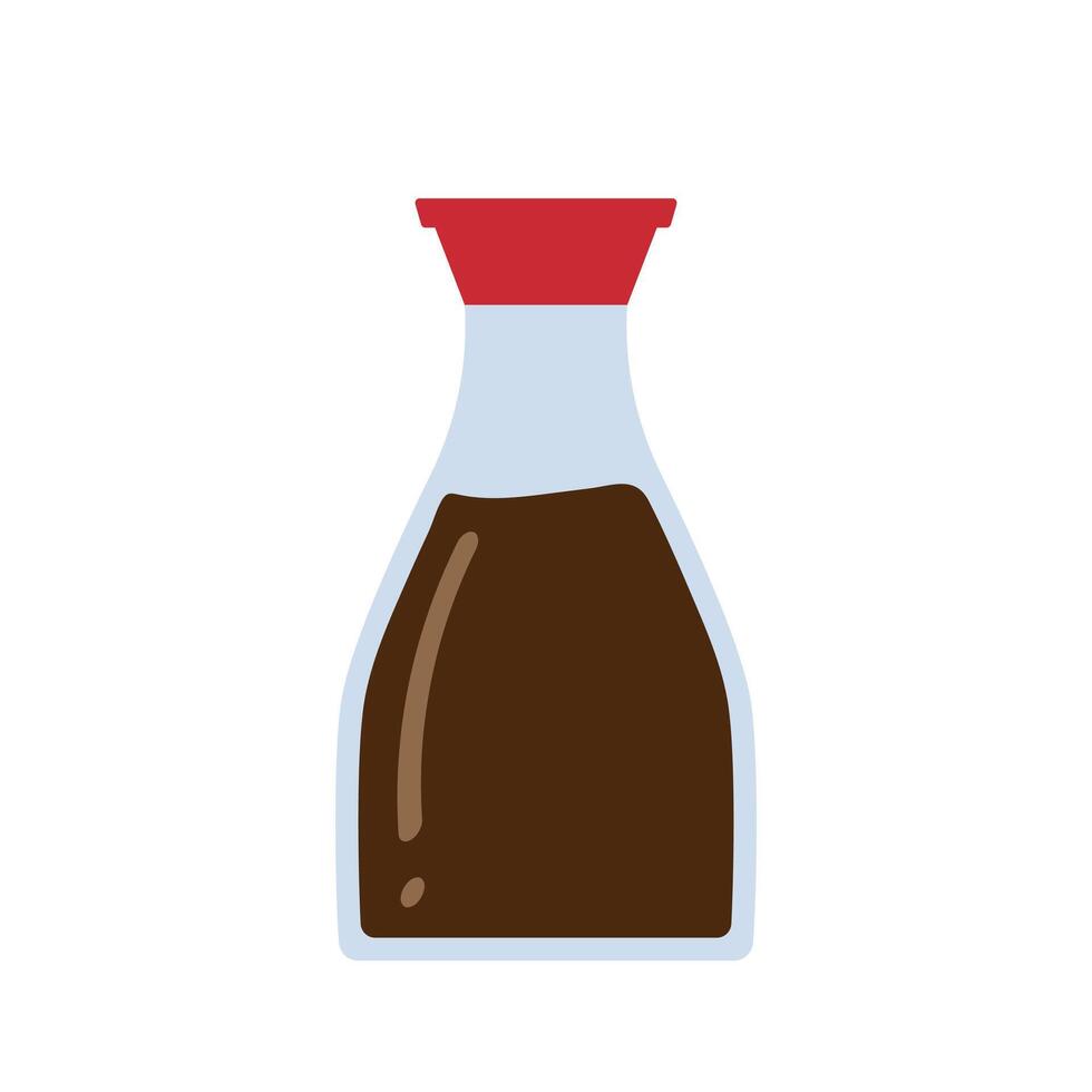 Soy sauce bottle flat vector