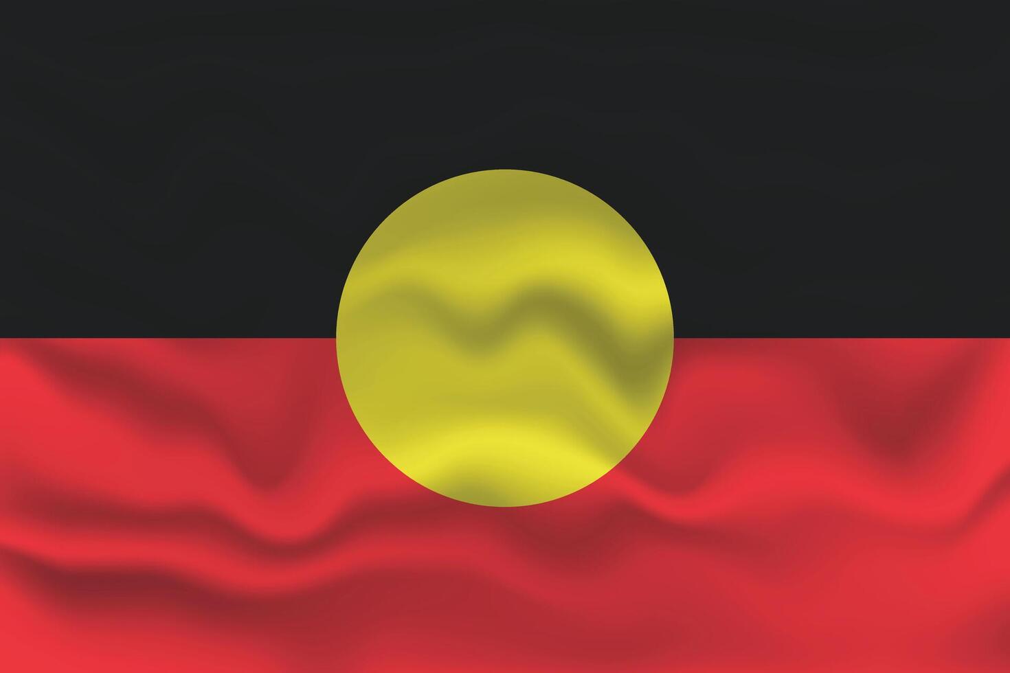 Waving Flag of Australian Aboriginal with Textured Effect. vector