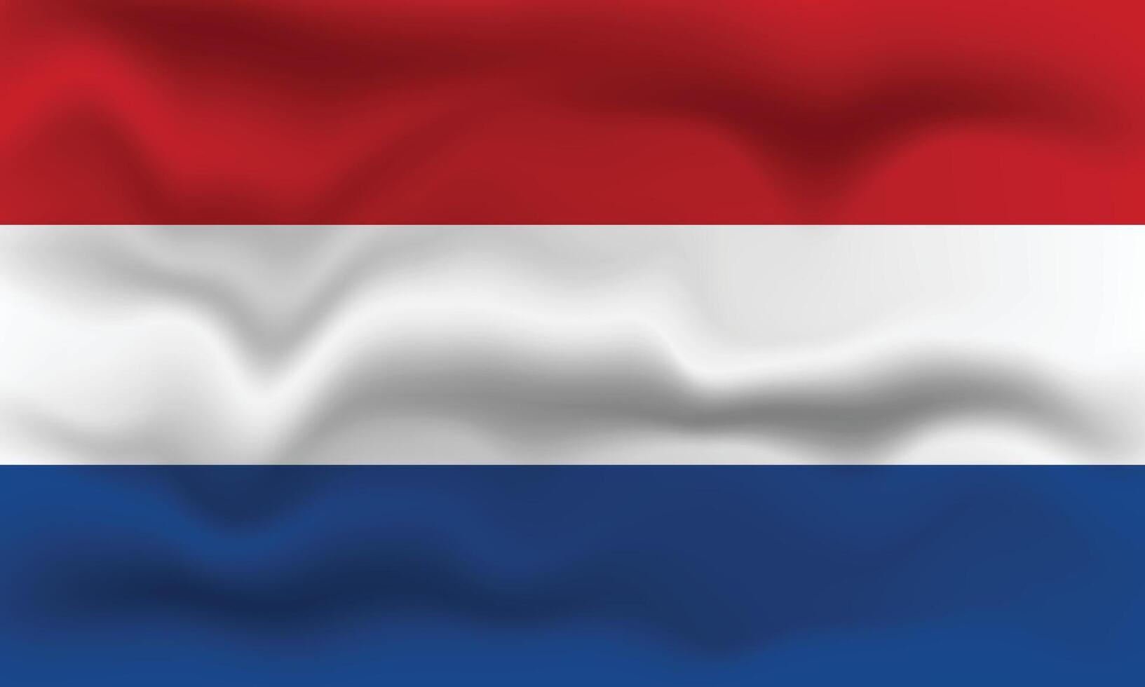 Detailed illustration of the Netherlands flag with a waving effect. vector