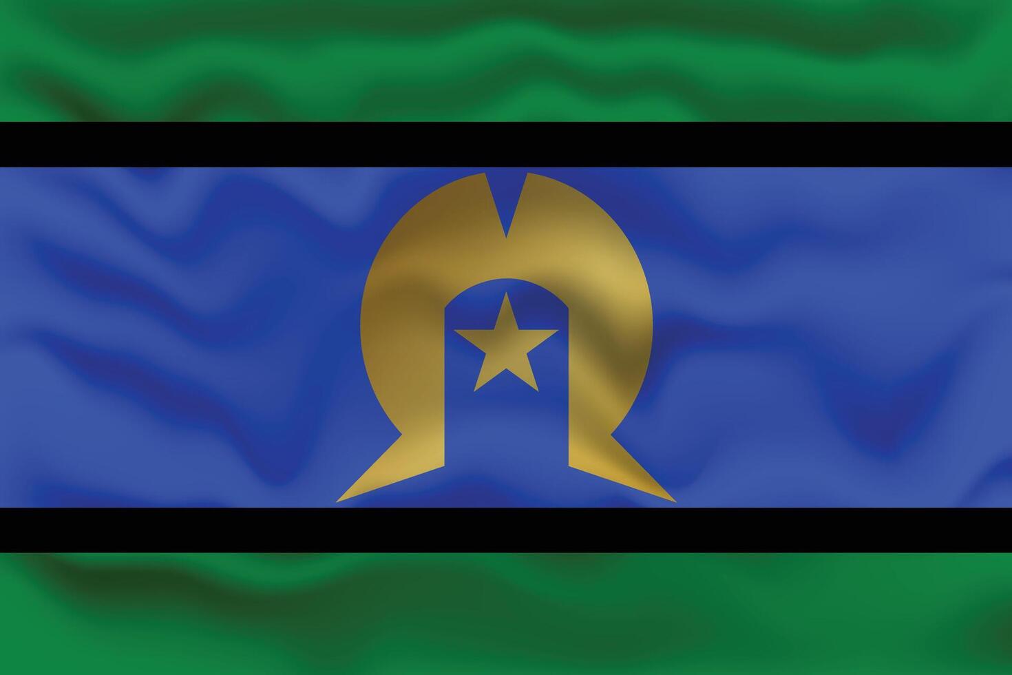 Waving Flag of Torres Strait Islander with Textured Effect. Australian Torres is a sign symbol. vector