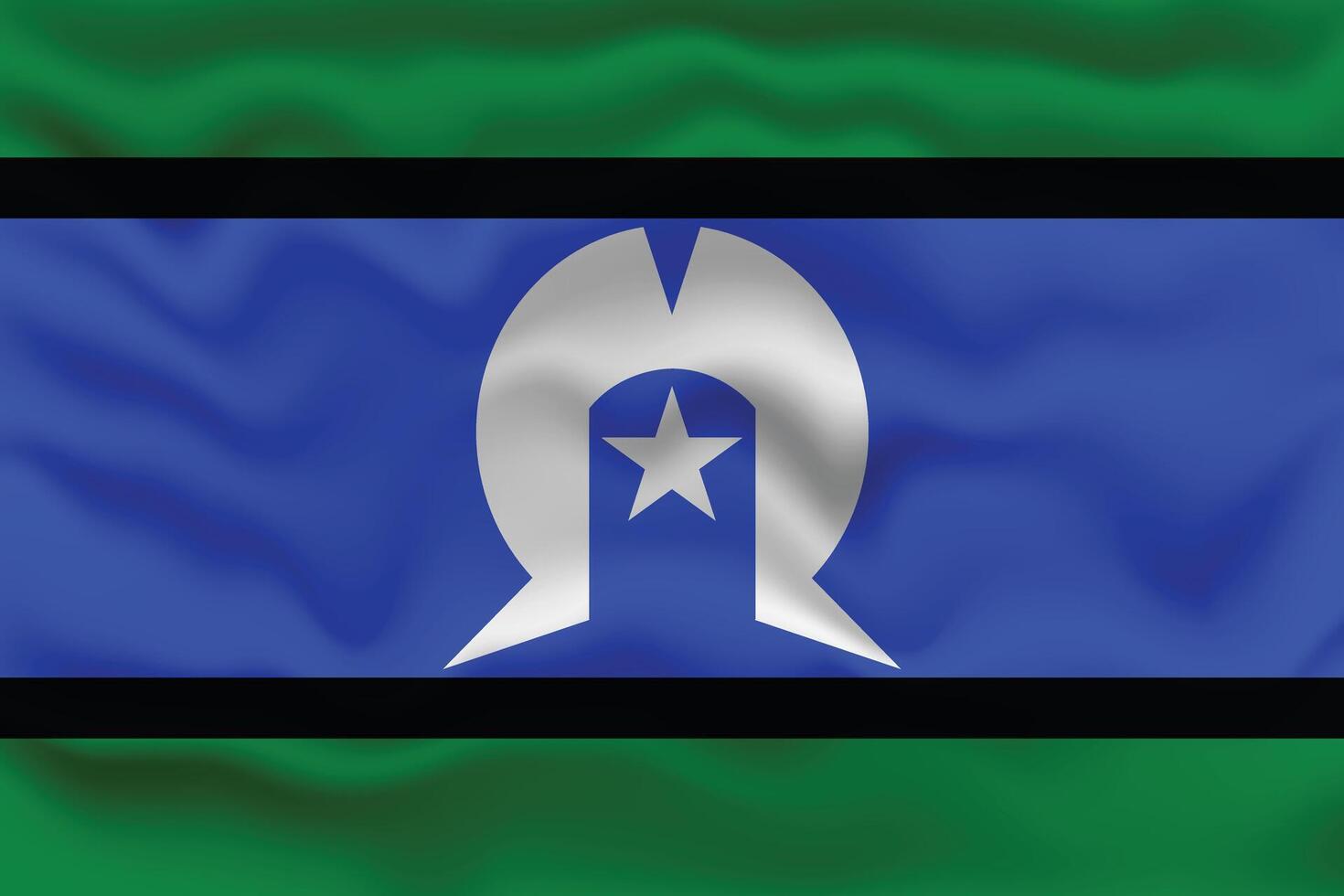 Waving Flag of Torres Strait Islander with Textured Effect. vector