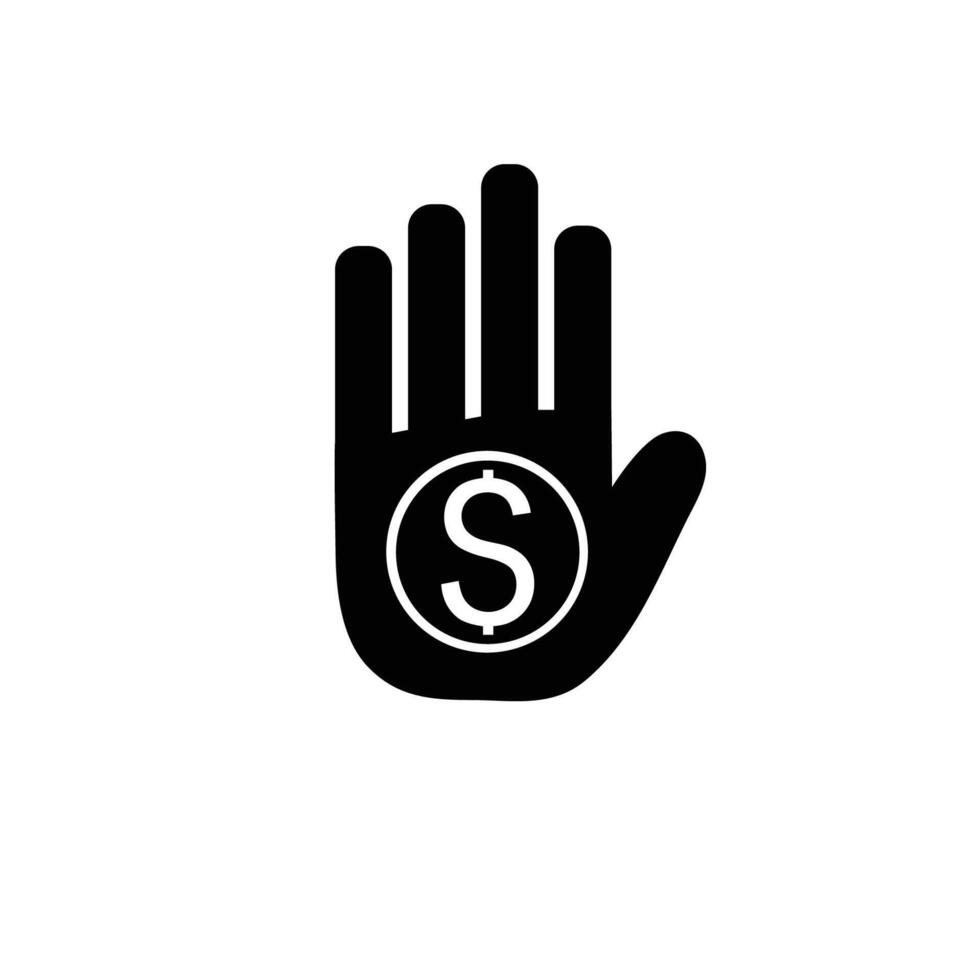 Hand Reaching for Money Icon. Care Money logo icon for finance. vector