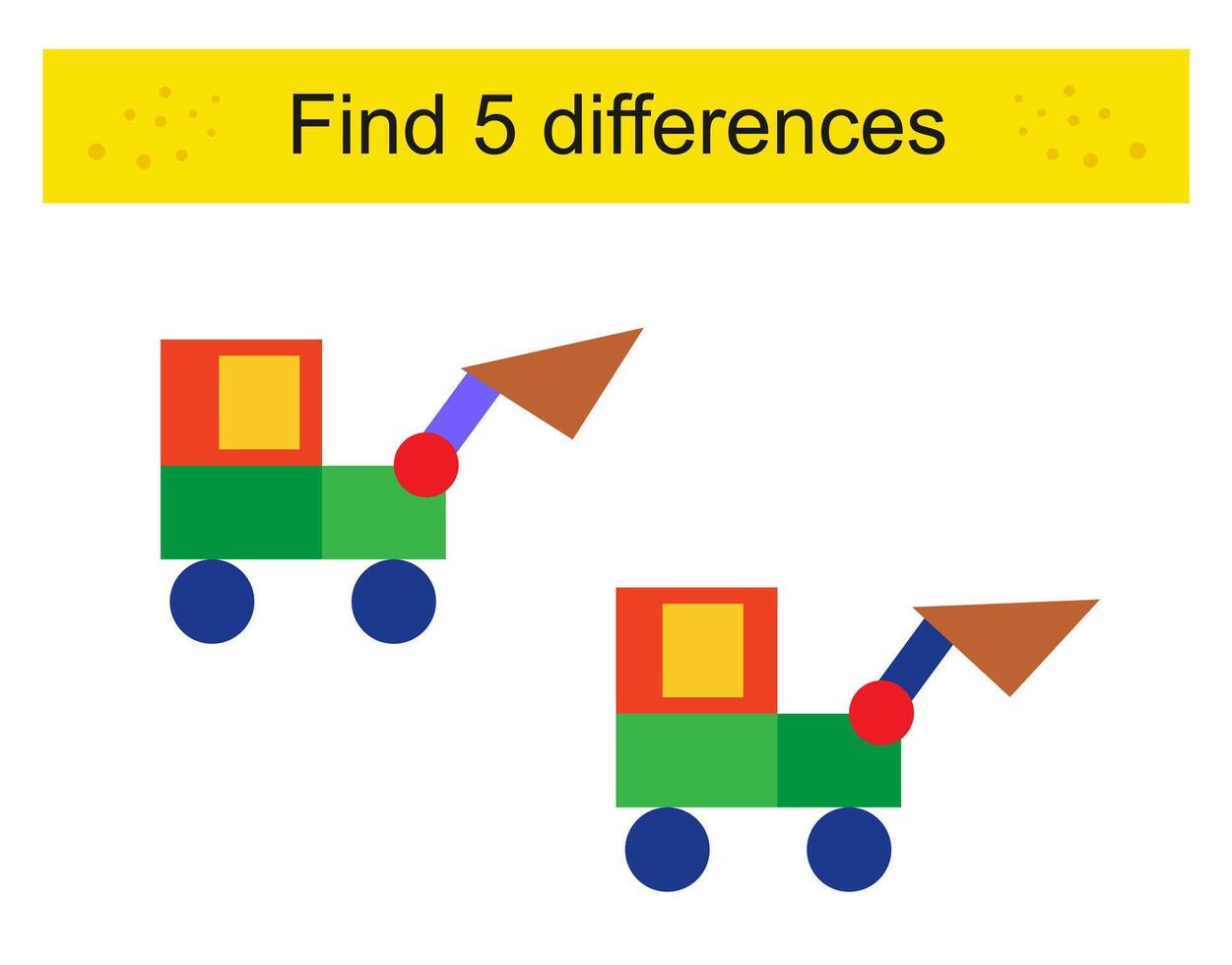Logic puzzle game for kids. Cartoon excavator. Preschool worksheet activity. vector