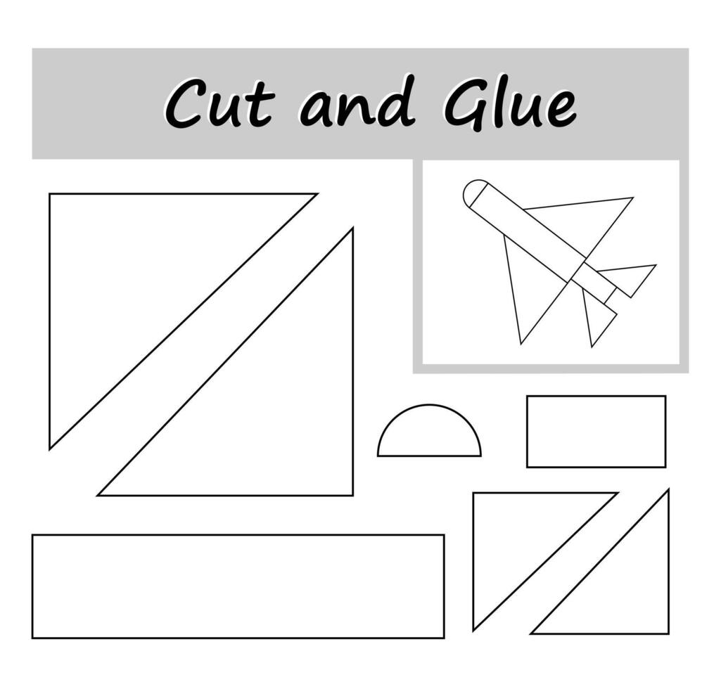DIY worksheet. Color, cut parts of the image and glue on the paper. cartoon rocket ship. vector
