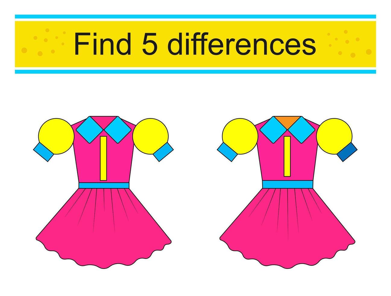 Find 5 differences Logic puzzle game for kids vector