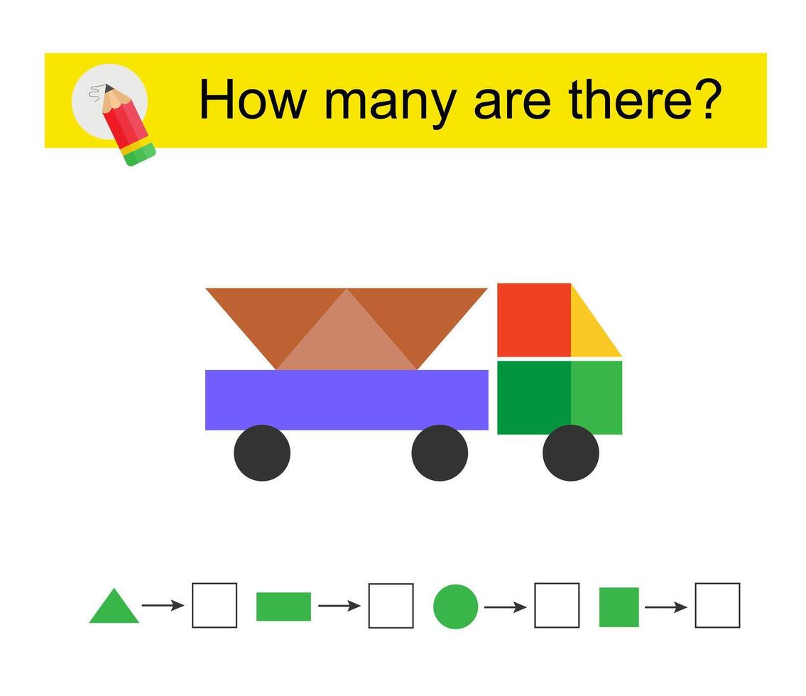 Math activity for children How many geometric shapes vector